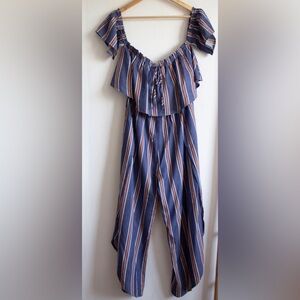Saltwater LUXE striped jumpsuit Blue and Orange Striped Set Size M